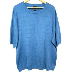 Cezani Pullover Sweater Silk Cotton Blend Mens Size XL Blue Classic Quiet Luxury